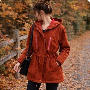 Vintage The Olde Hide House Suede Utility Jacket Sz 6 Rust Red Leather Coat VGUC